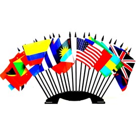 Caribbean Islands World Flag Set with BASE-20 Polyester 4"x6" Flags, One Flag for Each Country in The Caribbean Flag Centerpiece, 4x6 Miniature Desk & Table Flags, Small Mini Stick Flags
