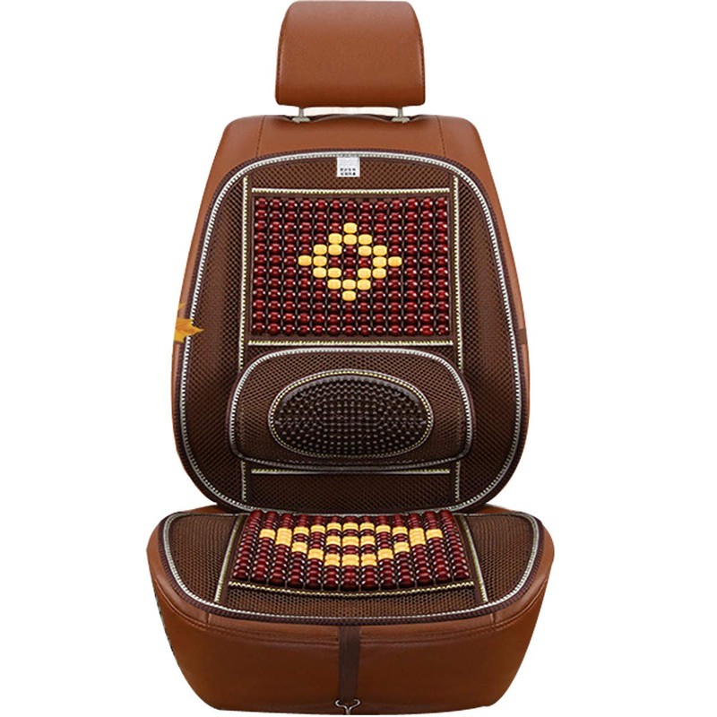 Wood Beaded Comfort Seat Cover with Cooling Ventilated Mesh Lumbar