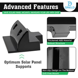 DRELD 2Pcs Side Mounting Bracket Solar Panel - Rectangle Solar Panel Mounting Parts for Boat, Caravan, RV, Yacht Solar Panel Installation (Black)