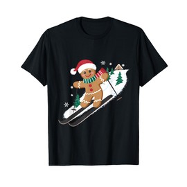 Gingerbread Man Christmas Skiing Down Gifts Winter Xmas Kid T-Shirt