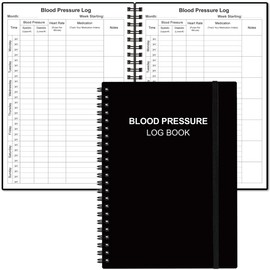 Blood Pressure Log Book - Record & Monitor Your Daily Blood Pressure, Heart Rate Readings at Home, 5.8" x 8.5", Black