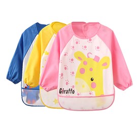 JNINTH Baby Bibs Waterproof and Wipeable-Eat and Play Smock Apron(6-36 Months)