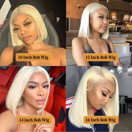 Datanala 613 Bob Wig Straight Human Hair 13X4 Blonde Lace Front Wigs 150% Density Blonde Lace Frontal Bob Wig Straight Human Hair Short Bob Wigs Human Hair Lace Frontal Wigs for Women (12Inch/NEW)