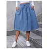 Verdusa Women's Button Paperbag Drawstring Waist Skirts A Line Flowy