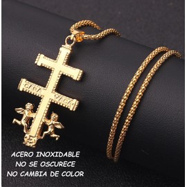 Only faith Thick Necklace Men's Large Chain Stainless Steel Celtic Chain Thick Vintage Pendant Cross Nordic Symbol Amulet Jewellery Protection Long 60 cm, Grande, Stainless Steel, Not Applicable,