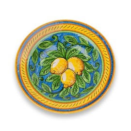 Umbria Hand Painted Limone Ceramic Pasta Bowl from Italy