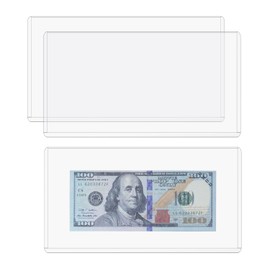 ONLYKXY Clear Plastic Dollar Bill Top-Load Display Protector Holder Sleeves Money Organizer Pockets Currency Album Banknotes Collecting Storage Saving Envelopes Bag Boxes for Card Coin,7.6x4in (3)