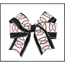 Girls' Glitter Soccer Hair Bows Ponytail Holder Elastic Hair Ties, Large Soccer Cheer Hair Bow Accessories.(FS19) (Glitter Black Orange)