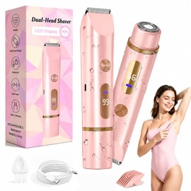 Rasuradora Mujer 2 en 1, Depiladora Mujer para Cuerpo y Rostro Sin Dolor | Afeitadora Mujer con Pantalla Digital LED, Recortadora de Vello Impermeable para Facial, Bikini, Axilas, Brazos, Piernas