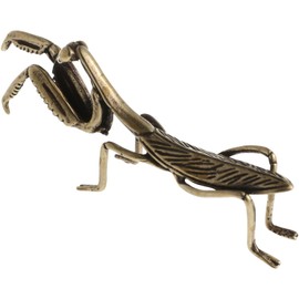 Kisangel 1pc Brass Mantis Sculpture Unique Desktop Ornament Mantis Decor for Home Office and Restaurant Creative Brass Craft with Fine Workmanship