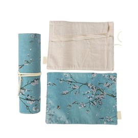 GLOGLOW Estuche para bolígrafo, Bolso para bolígrafo de Estilo Retro Chino Antiguo Antigüedades Bolso para Almacenamiento de lápices Organizador de bolígrafo de Gran Capacidad para bolígrafos(Flor)