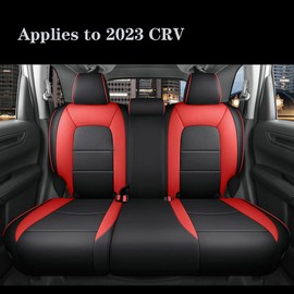 CocheFamilia Custom Fit CRV Seat Covers for Select Honda CRV 2023 2024 2025- Full Set,Leather (Black with red Trim, 2023-2025 CRV EX,EXL,LX,Sport,Hybrid)
