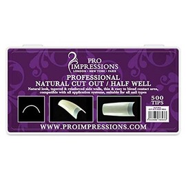 Pro Impressions Advance Natural Cut Out/Half Well 50 Nail Tips, Refill Size 7