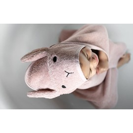 Kindsgut Hooded Towel Rabbit Made of 100% Certified Cotton, Cuddly Soft for Babies and Toddlers, Ideal for Home or Travel, Rose