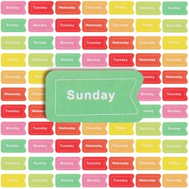 140 Pcs Day of The Week Stickers Monday to Sunday Self Adhesive Day of Week Stickers for Mini Back to School Date Covers Decorative Planner Removable Labels Journal School Supplies (Bright Colors)