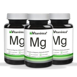 Oxido de Magnesio, Hecho por PiSA, 326 mg de Magnesio y MSM por Cápsula, 90 Cápsulas en Total, Apoya la Función Muscular, la Función del Sistema Nervioso, la Salud de Huesos y Dientes, Libre de Gluten, Paquete de 3, Vitaminica.