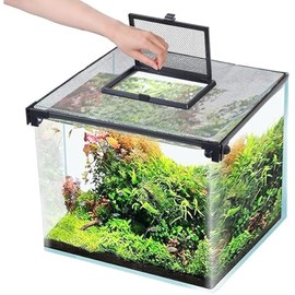 Fish Tank Lid, Aquarium Net Cover with Feeding Window 5-50 Gallon Aquarium Lid Anti-Jumping Net for Fish DIY Magnetic Fish Tank Cover Aquarium Cover (Maximum Applicable Size is: 15.7 x 11.8 inches)