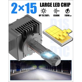 ENVFRVDE D1S D1R D1C Bulbs 30000Lumens 6500K Cold White Built-in Fan and 2 Thermally Conductive Copper Tubes Fog Light Bulbs, Pack of 2