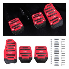 Augeny - Juego de 3 almohadillas antideslizantes para pedales de coche, cubiertas de aluminio para pedales de freno de transmisión manual para conducción segura, repuesto universal para pedales de