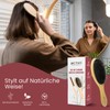 BICTIVE® Set von 2 Wildschweinborsten Bürsten mit Toupierkamm. Naturhaarbürste, Sleek