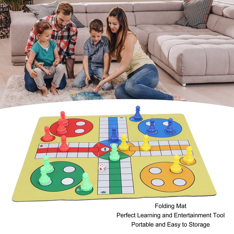 Ludo Chess Set Folding Roll Up Board Game Pad with