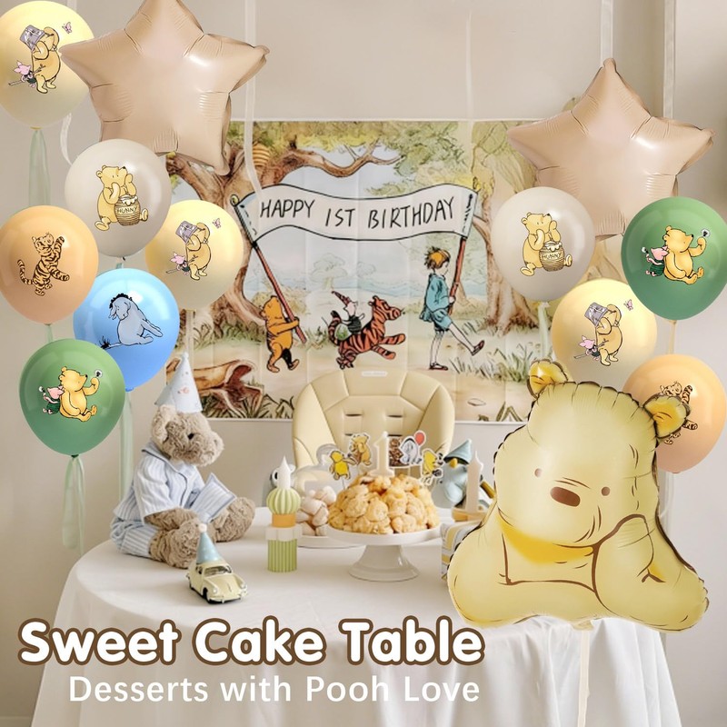 33Pcs Neutral Classic Winnie Baby Shower Birthday Balloons Large 12Inches