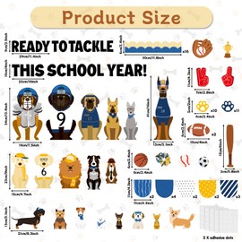 ojustbeok 80Pcs Pet Classroom Bulletin Board Decorations Sports Puppy Cutouts Dog Paw Bulletin Board Boarder Set Pet Dog Theme Bulletin Board Decoration Wall Decor Chalkboard Back to School Supplies