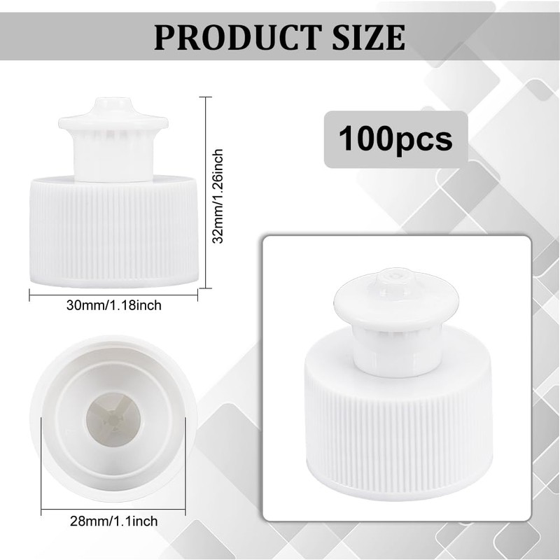 OLYCRAFT 100Pcs 28/410 White Plastic Push Pull Replacement Caps 28mm