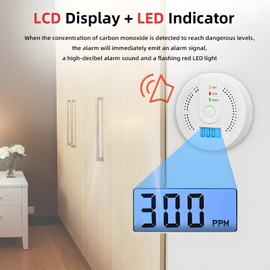 2 Packs Carbon Monoxide Detectors Battery Operated CO Alarm Detector Monitor with LCD Digital Display for House Kitchen Restaurant Hotel Office - Batteries NOT Included