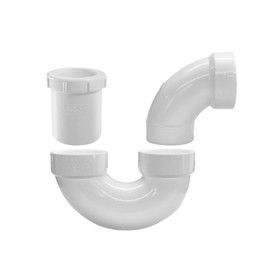 LESSO P Trap with Threaded Adapter Ring,1-1/2" Leak & Odor Proof Drain Kits for Bathroom/Kitchen/RV Sink Drain, ABS P Trap