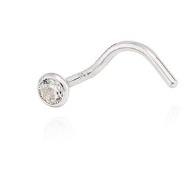 NKlaus 11226 Nose Piercing 750 White Gold 18 Carat Spiral Shape 2.5 mm Zirconia White, White Gold