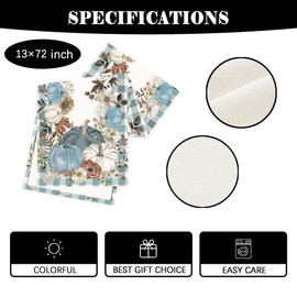 Fall Cucurbit Table Runner Leaf Tablecover Autumn Maple Leaves Table Runner Fall Autumn Harvest Thanksgiving Decor Fall Decoration for Home Party