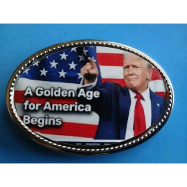 TRUMP 2024   "A GOLDEN AGE for AMERICA BEGINS" Epoxy Belt Buckle - - NEW!
