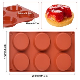 Goensjt 2 Pack Silicone Muffin Top Pans for Baking/Non-Stick 3 inch 6-Cavity Round Silicone Baking Mold for Whoopie Pie Pan, Corn Bread, Candy, Eggs, Muffin