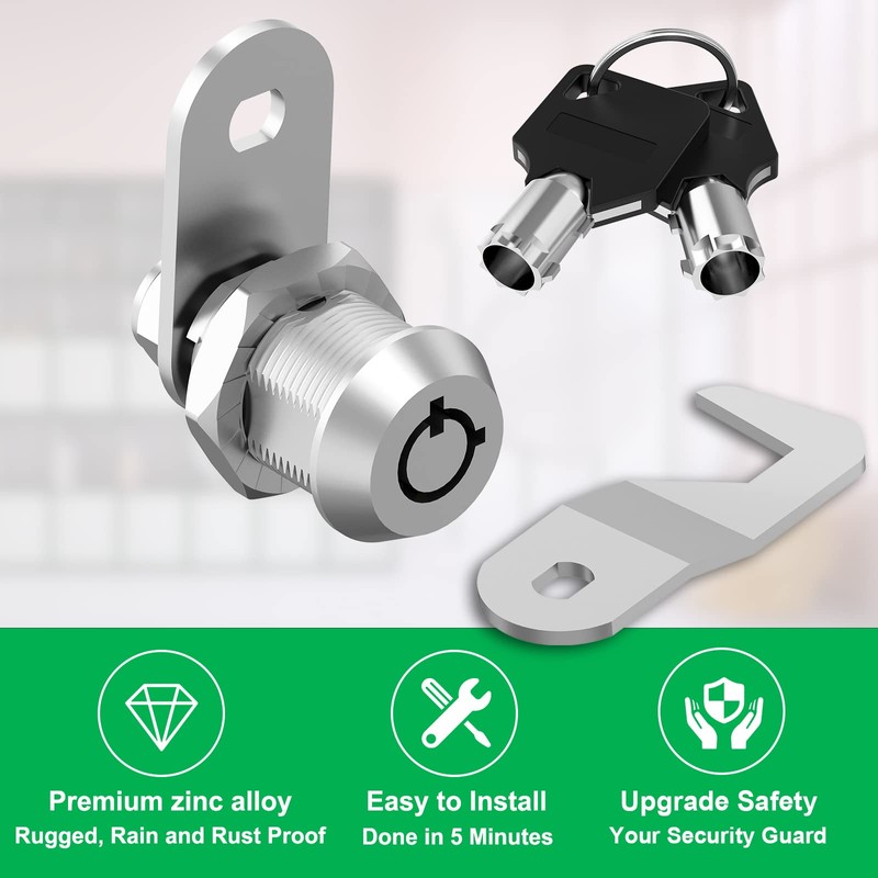 Hecfu 2 Pcs Tool Box Locks with Keys, Hook Cam,