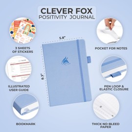 Clever Fox Positivity Journal – Daily Gratitude & Affirmation Journal with Prompts – Motivational Mental Health Journal for Women & Men with Habit Tracker – Lasts 6 Months, A5 Size (Periwinkle)