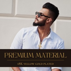 Halukakah Men's Moissanite Cross Pendant Necklace, 4.0 ct Total Diamonds from Laboratory, 18K Yellow Gold/Platinum White Gold Plated, 925 Sterling Silver, 45 cm Box Chain, Pave Set Luxury Jewellery,