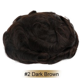 EMEDA Toupee Hair For Men, Hair System For Men, Mens Toupee Real Human Hair, Pu Thin Skin 0.04Mm Knoted Skin, Hair Pieces For Men, Hair Prosthesis (8x10#2 Dark Brown)