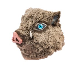 Boar Mask Demon Mask Boar Full Head Mask with Fur, Grey, One Size