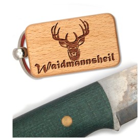 dekolaser24 - Key Ring Waidmannsheil Hunting for Men and Women Gift for Birthday or Christmas Hunting Test Hunting License, brown