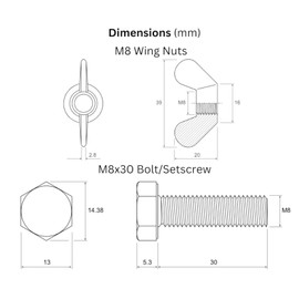 TA-VIGOR 10Pcs Wing Nut & Bolt, M8*30mm Butterfly Wing Screws, Zinc Plated Threaded Design Screw Bolts, WingNuts & Hexagonal Bolts for DIY Projects, Industry Mechanical Work, Secure Fastening