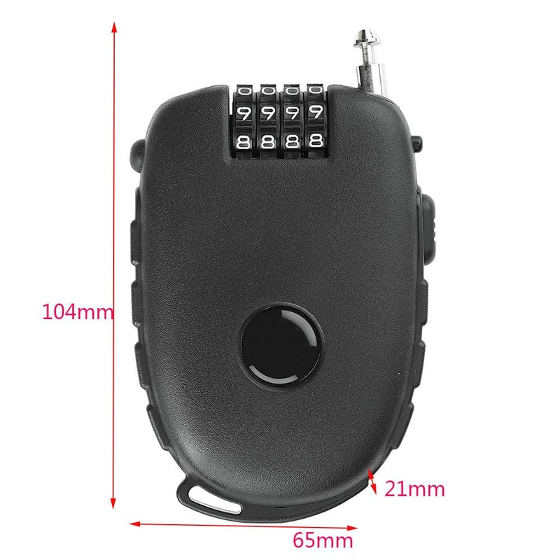 Compact Cable Lock, Combination Lock with Wire Rope (75 cm),