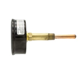 PIC Gauge TRI-RC-254R3.63-G 2-1/2" Dial Size, 1/4" Male NPT Connection Size, Stem Length 3.63 inches, 0/200 psi Range, Commercial Tridicators with Black Steel Case, Bronze Internals, Plastic Lens with Red Indicator