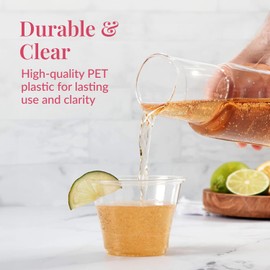 Prestee 50-Pack Clear Plastic Party Cups - 9 oz Clear Plastic Cups for Cold Beverages, Cocktails, Smoothies, Wine, and Desserts - Durable Disposable PET Cups for Gatherings, Events, and Catering
