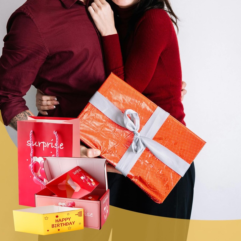 Bojueshaw Surprise Exploding Gift Box - Creative Heart-Shaped Pink Box
