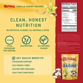 Mariani Vanilla Yogurt Covered Raisins 7oz Resealable Bag – Sweet & Creamy Snack, Real California Raisins, Kosher Certified, On-the-Go Treat, Gluten-Free, Non-GMO