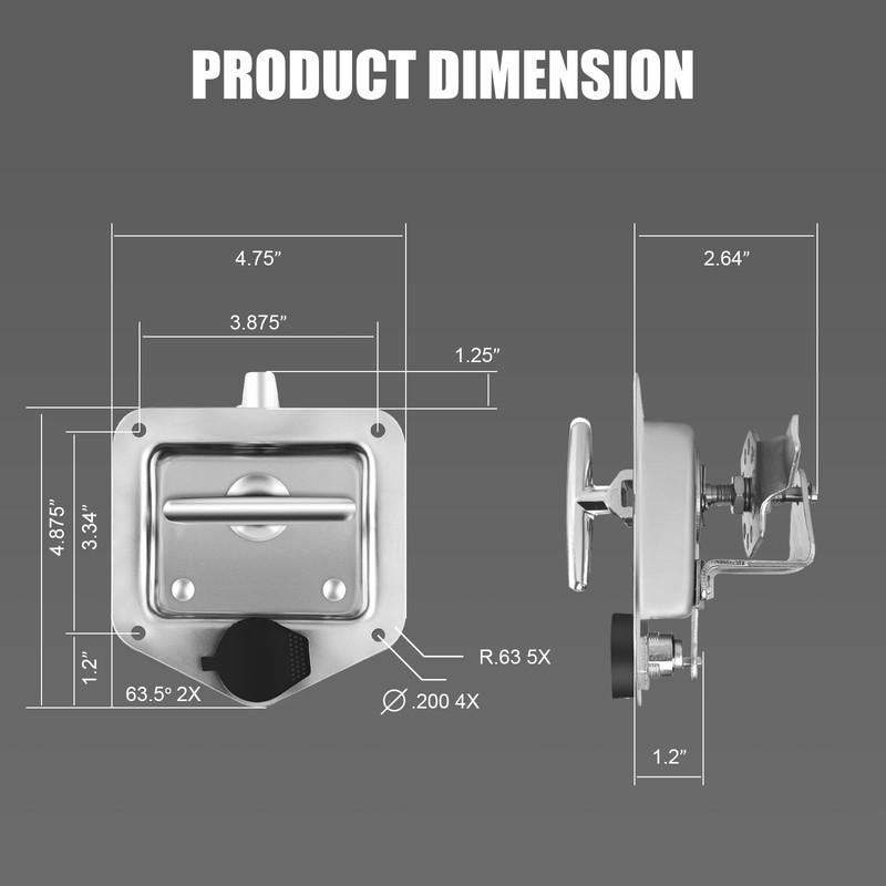 Tutor Auto 2-Pack T-Handle Latches, Truck Bed Tool Box Latch