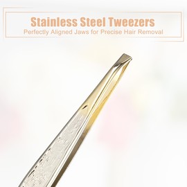 VOCOSTE Eyebrow Tweezers, Stainless Steel Tweezers for Men, Facial Hair Tweezers for Women, Grooming Tool Tweezers for Nose Hair, Silver Tone