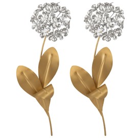 Oairse Set of 2 Metal Hydrangea Wall Art 13" Gold Flower Wall Decor for Home, Modern 3D Floral Wall Hanging for Living Room Bedroom Hallway Decoration