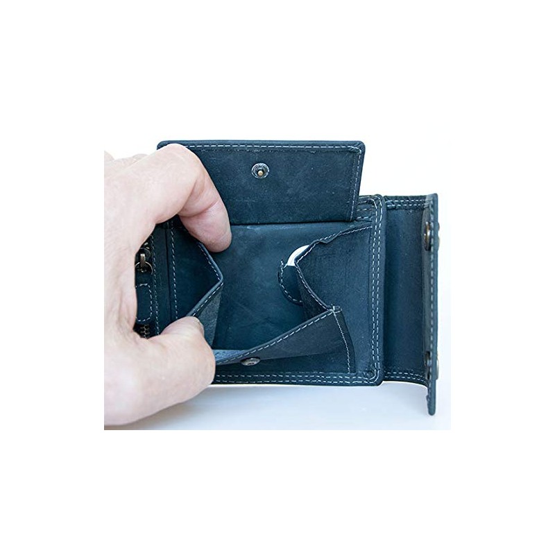 Biker's Grey Genuine Leather Wallet Wild with Metal Chain to